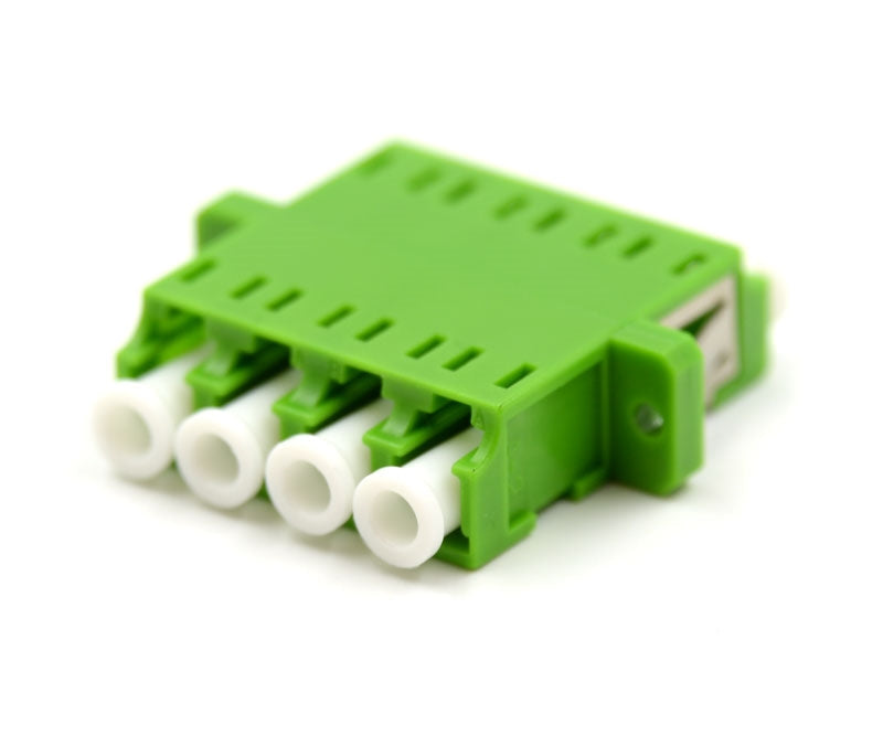 LC/APC to LC/APC Quad Single Mode Plastic Fiber Optic Adapter/Coupler with Flange