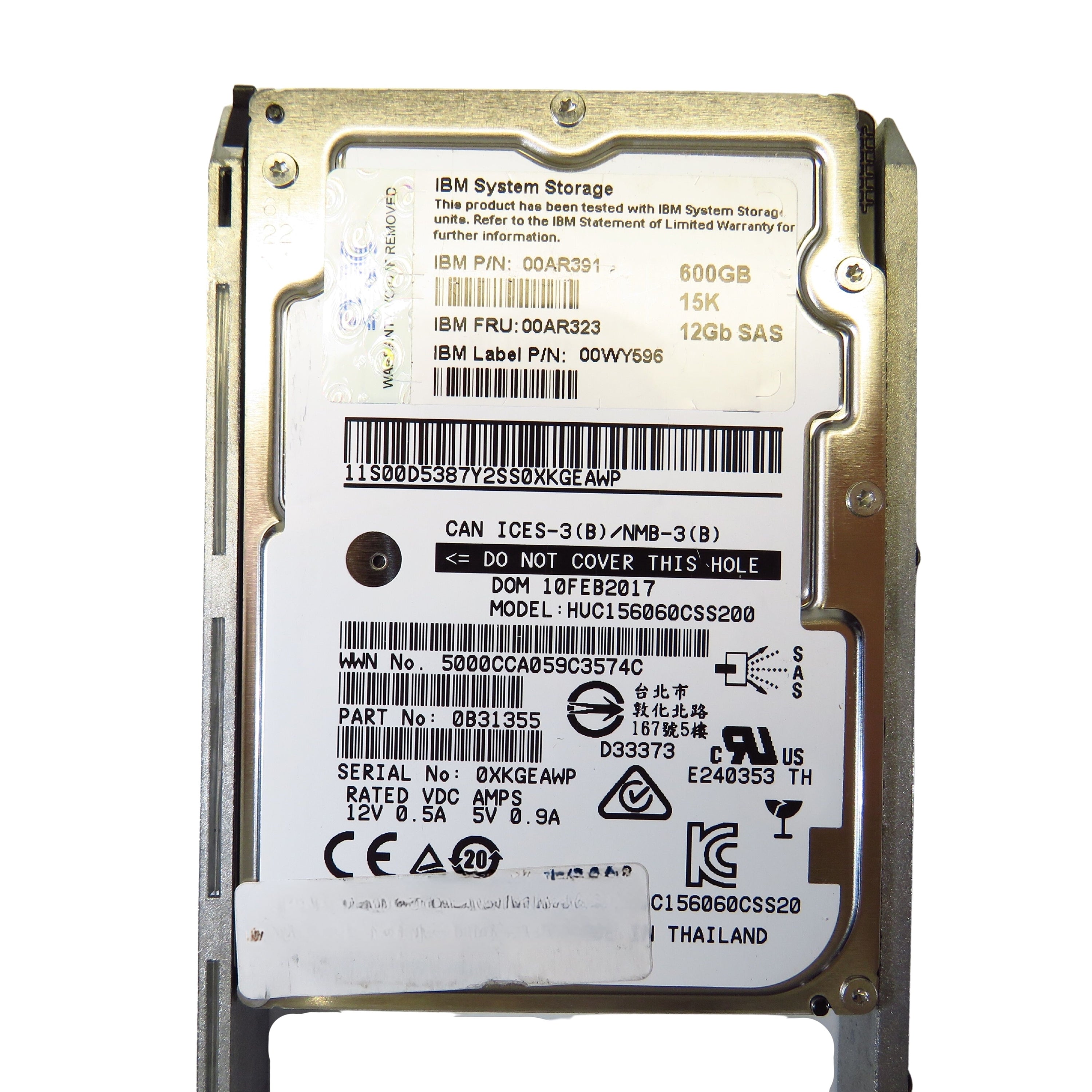 IBM 00AR323 600GB 15K RPM 2.5" SAS 12Gbps V7000 HDD Hard Drive (Refurbished)