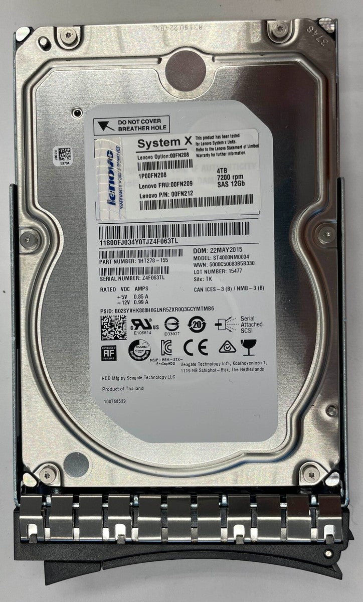 00FN209 00FN208 00FN212 LENOVO 4TB 7.2K 12Gb/s G2HS 3.5" SAS Hard Drive