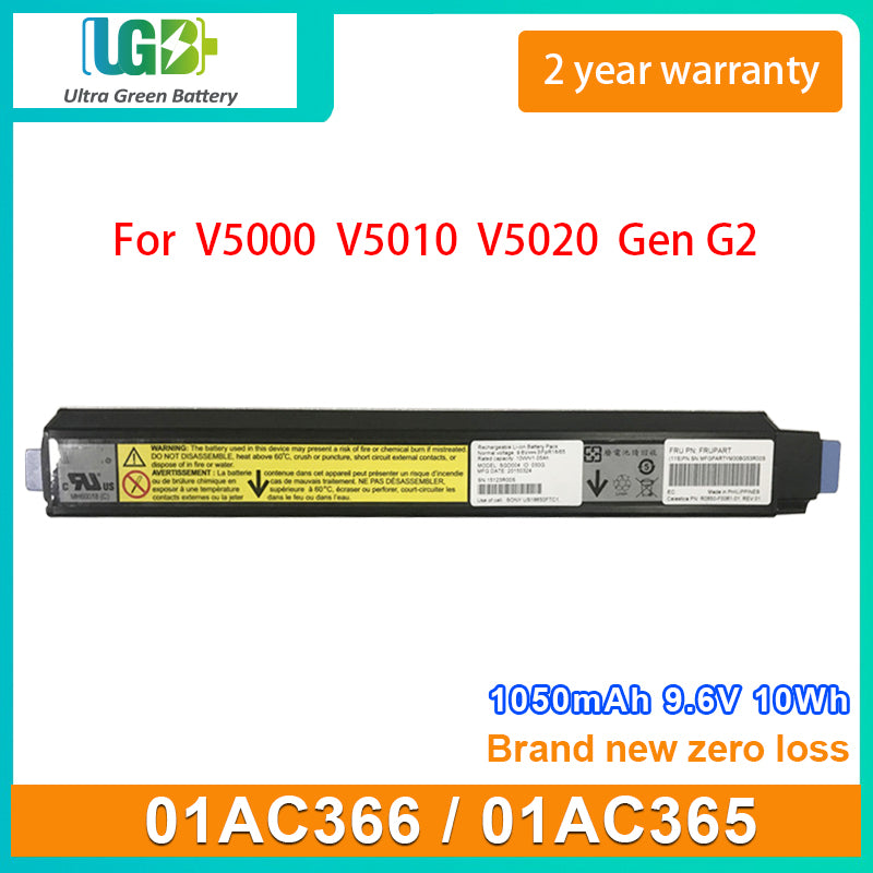 UGB New 01AC365 01AC366 Battery For IBM V5000 V5010 V5020 Gen G2 1050mAh 9.6V 10Wh