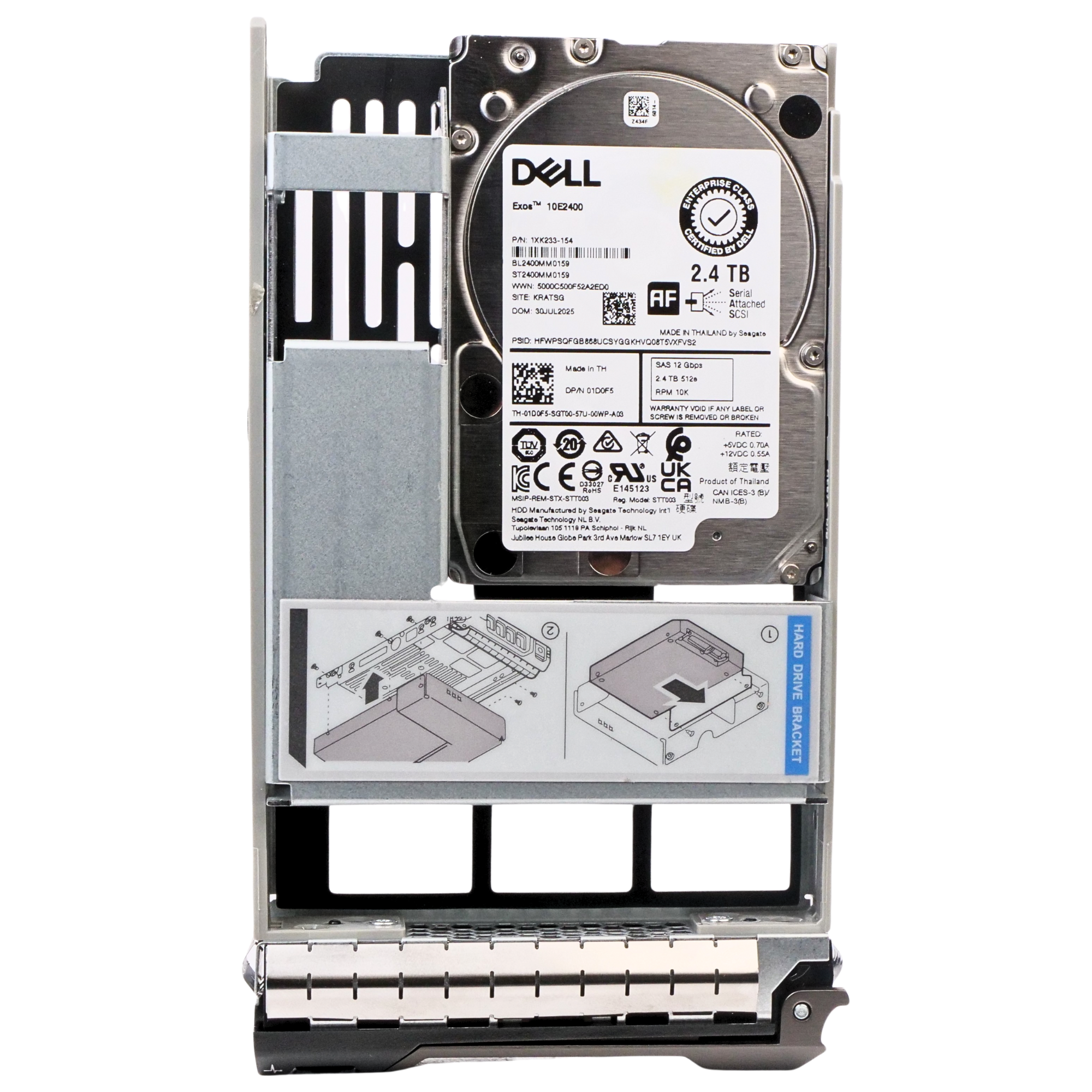 Dell G13 01D0F5 2.4TB 10K RPM SAS 12Gb/s 512e 256MB Hybrid 3.5in HDD
