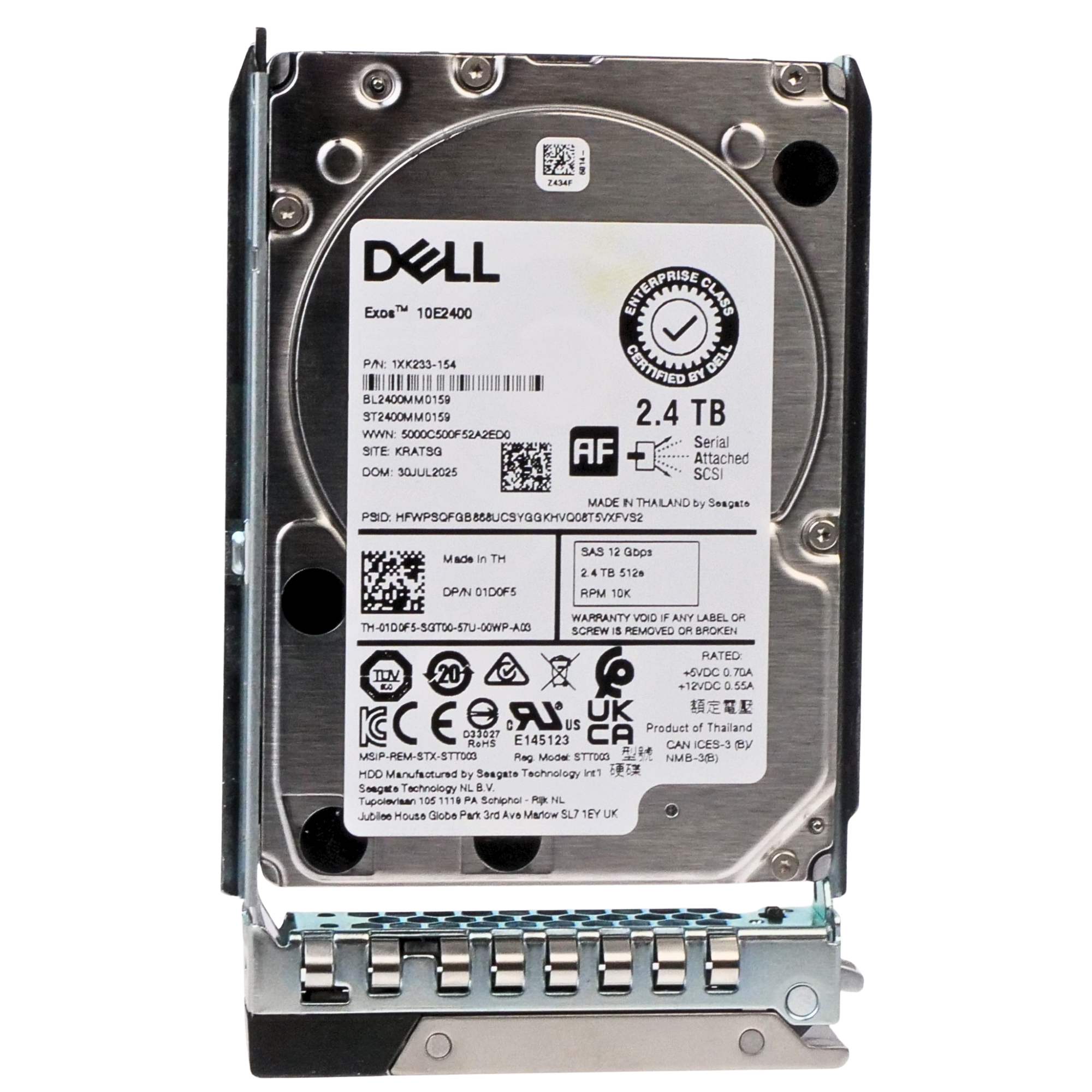 Dell G14 K0N77 2.4TB 10K RPM SAS 12Gb/s 512e 256MB 2.5in Refurbished HDD