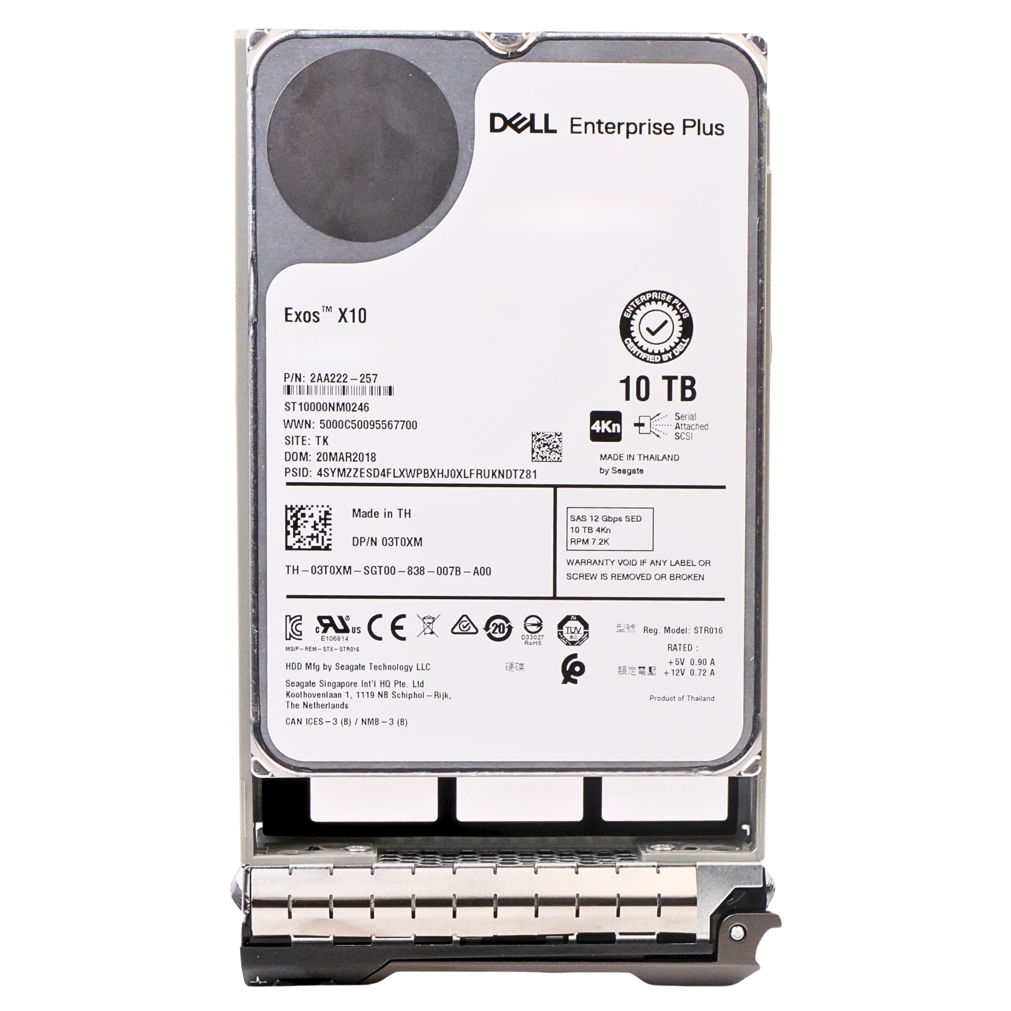Dell G13 03T0XM 10TB 7.2K RPM SAS 12Gb/s 4Kn 256 MB 3.5in HDD