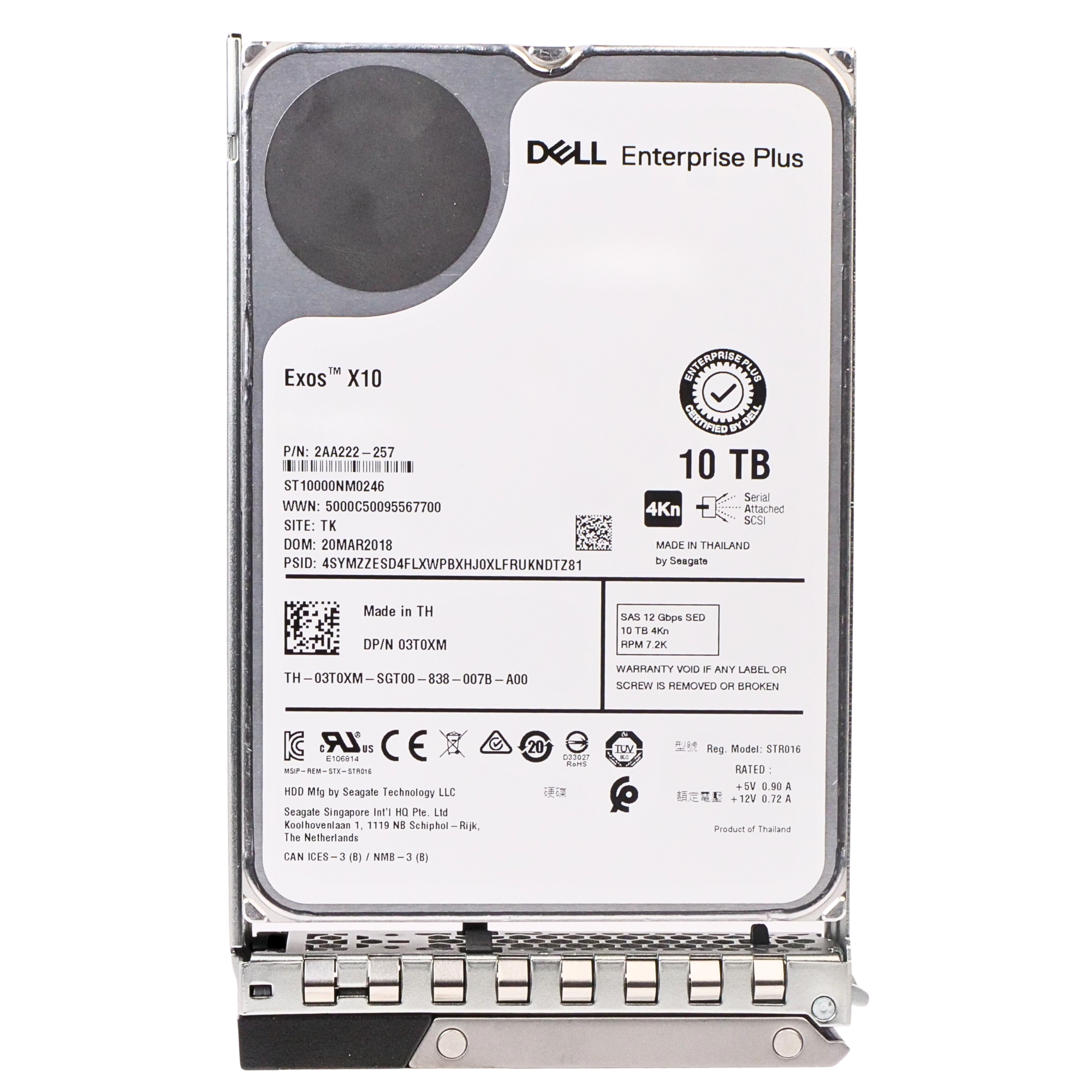 Dell G14 03T0XM 10TB 7.2K RPM SAS 12Gb/s 4Kn 256 MB 3.5in HDD