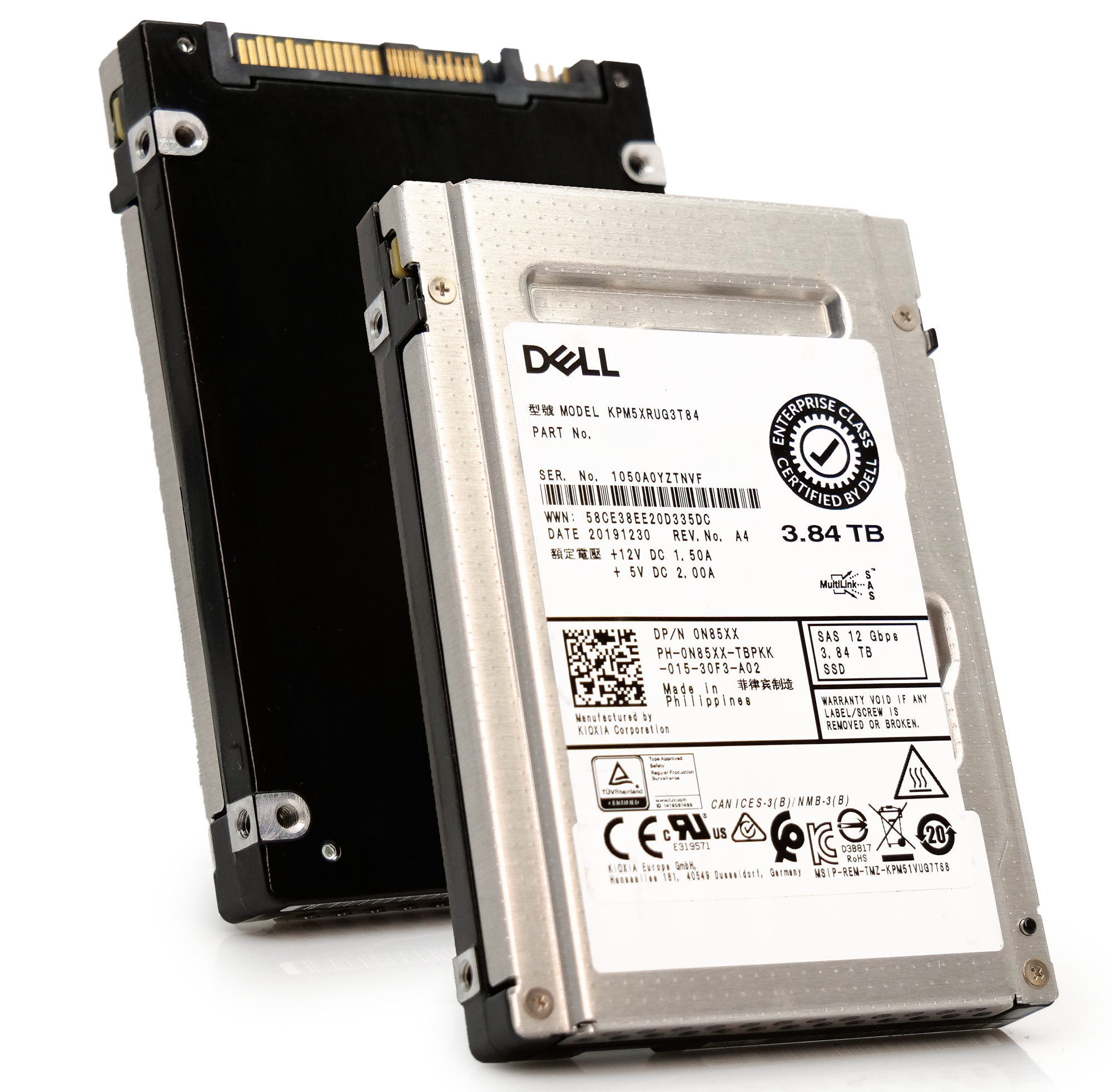 Kioxia/Dell PM5-R KPM5XRUG3T84 3.84TB 1 DWPD SAS-3 12Gb/s Read Intensive 3D TLC 2.5in Recertified Solid State Drive