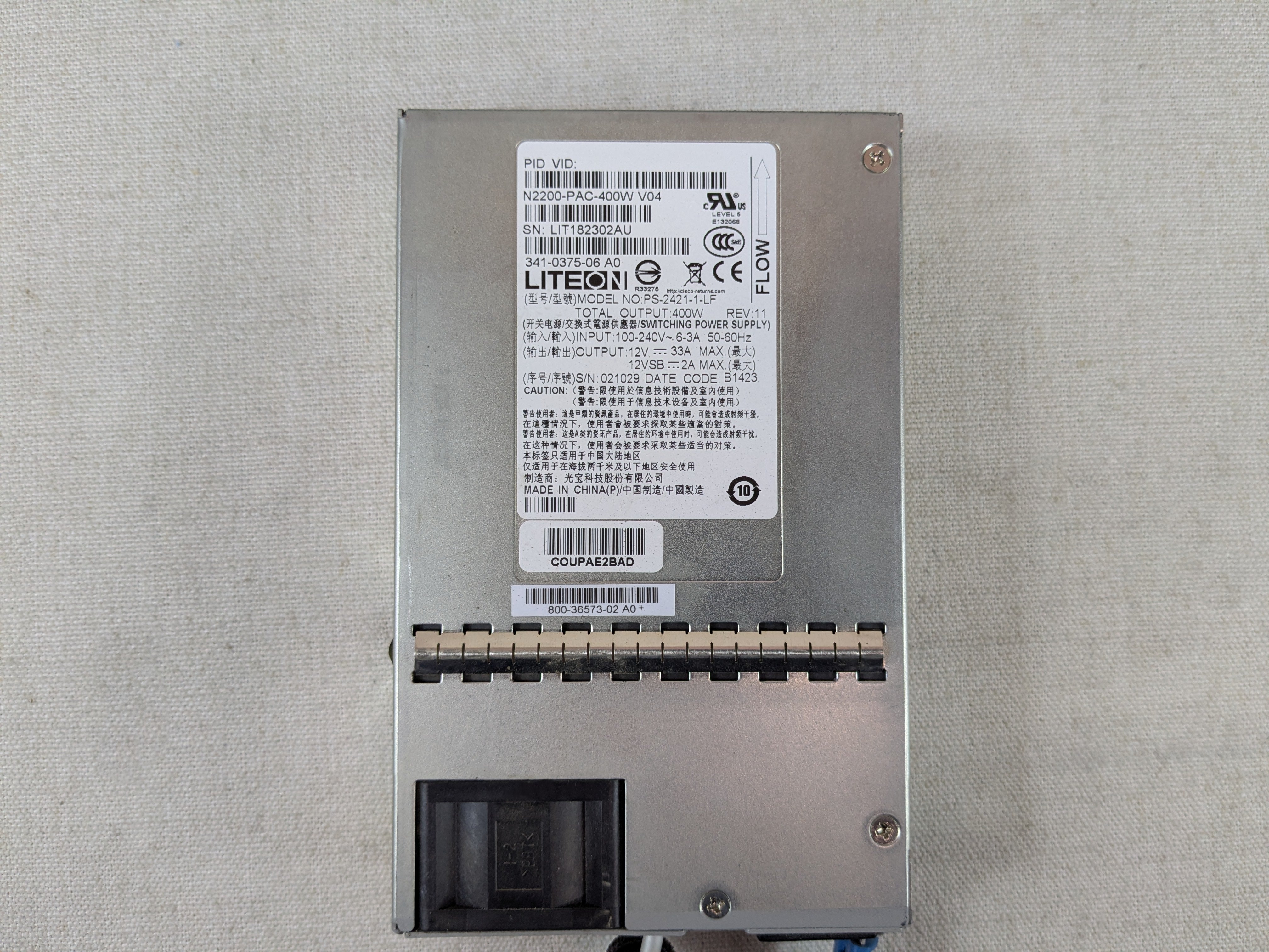 Cisco N3K-C3048TP-1GE Nexus 48x GbE Port Switch - 2x N2200-PAC-400W, Rack Ears