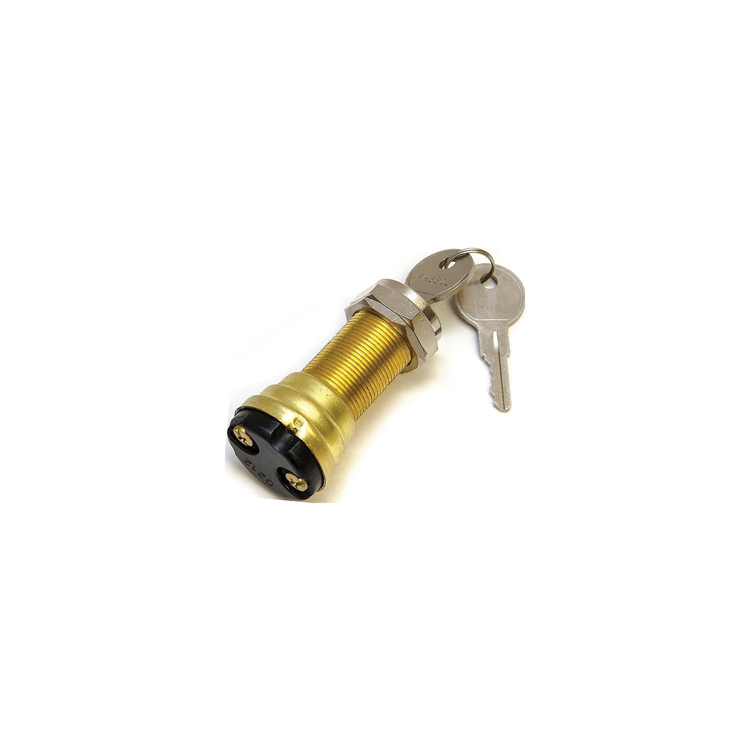 Sierra MP39020 Conventional 2 Position 1 1/8" Brass 2 Screw Terminal 12V 15 Amp, Ignition Starter Switch