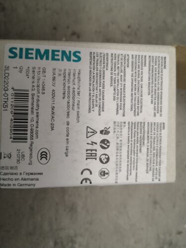 Siemens 3LD2203-0TK51 Emergency Off Switch 3LD2 203-0TK51
