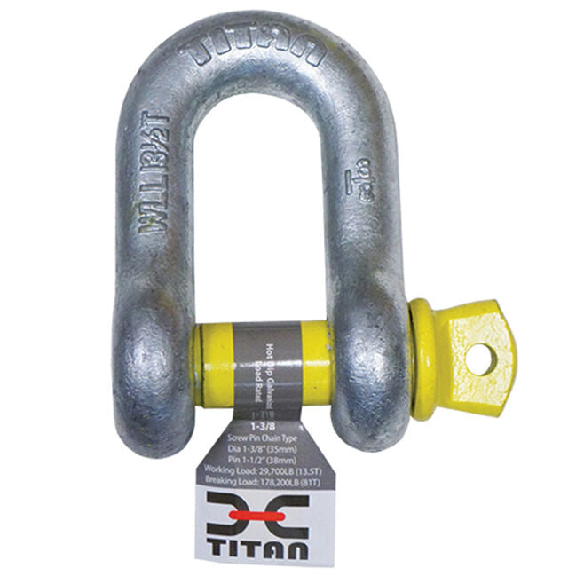 Titan Chain 10319064 Hot Galvanized D Shackle, 3/8"