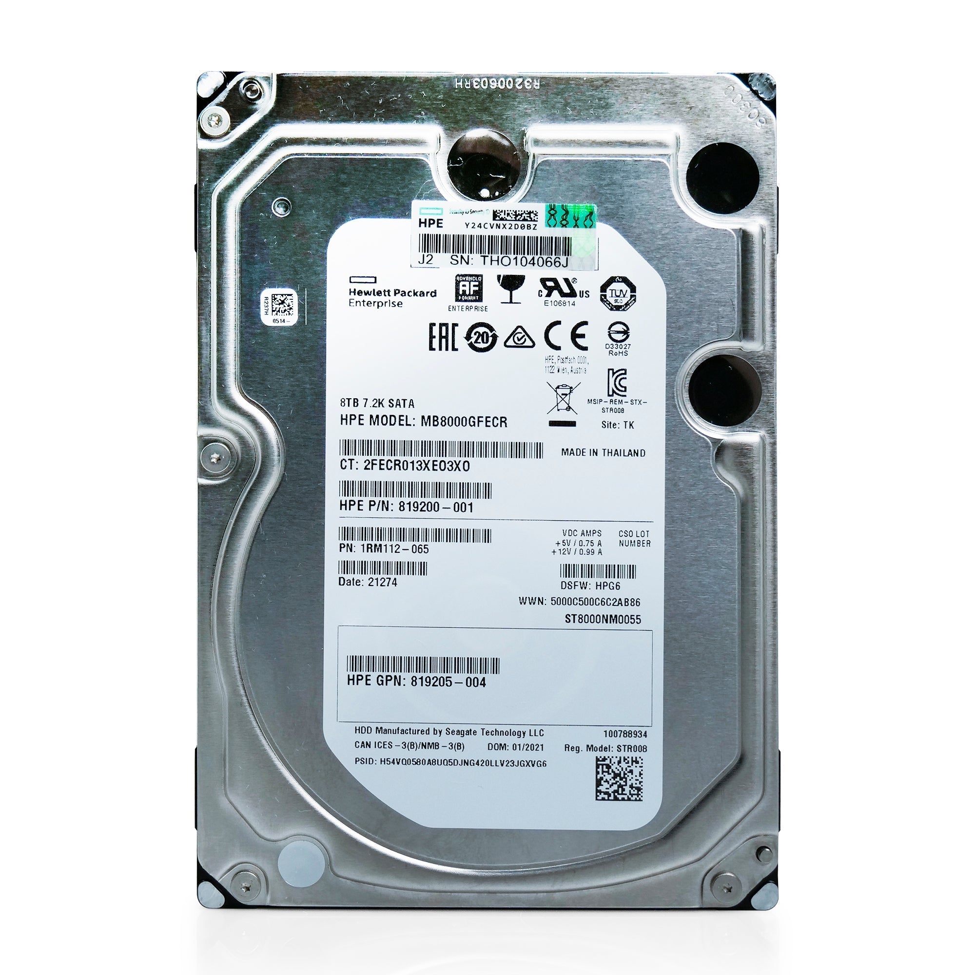 Seagate/HP Exos 7E8 ST8000NM0055 8TB 7.2K RPM SATA 6Gb/s 512e 3.5in Refurbished HDD