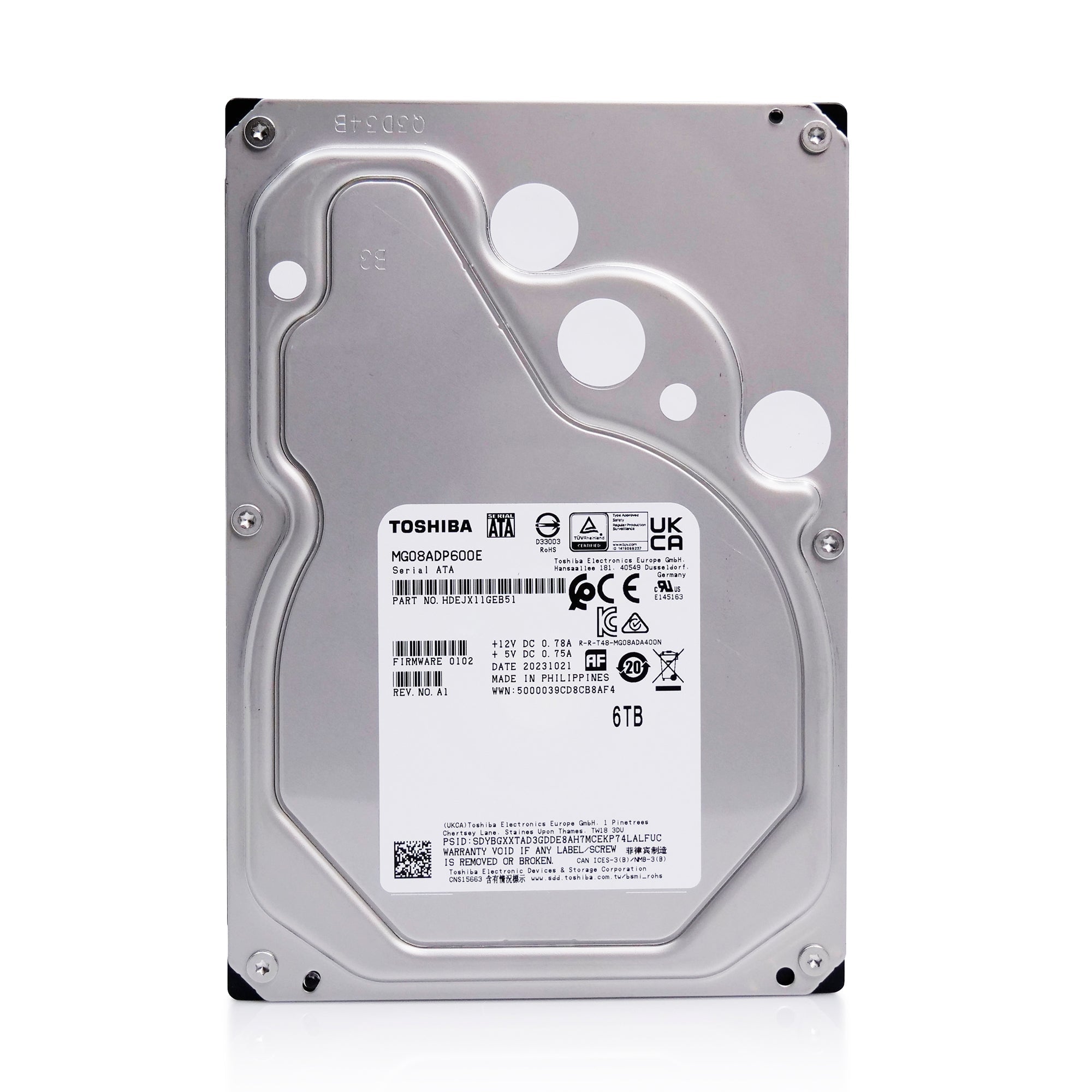Toshiba MG08 MG08ADP600E 6TB 7.2K RPM SATA 6Gb/s 512e 3.5in Hard Drive