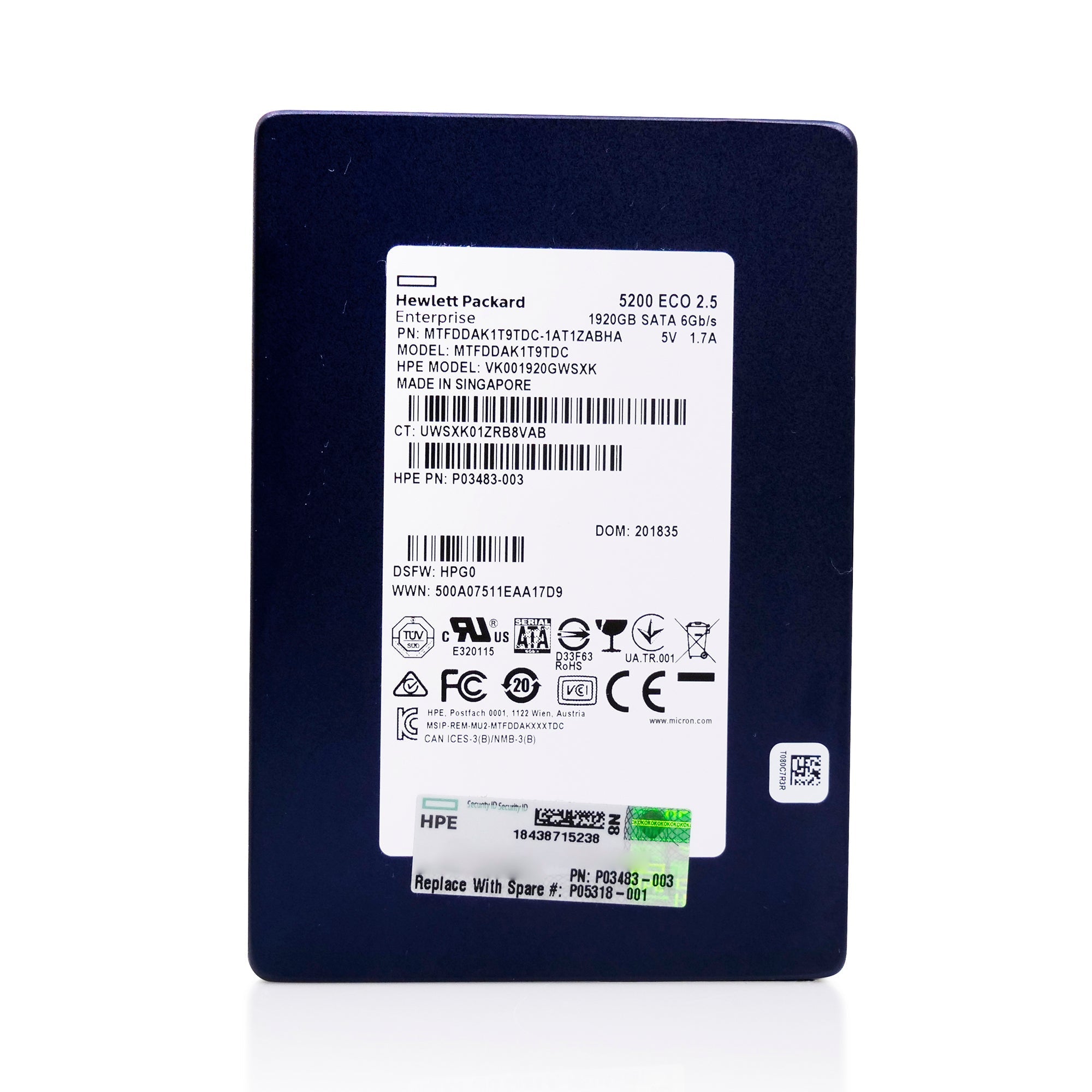 HP VK001920GWSXK 1.92TB SATA 6Gb/s 3D TLC 2.5in Refurbished SSD