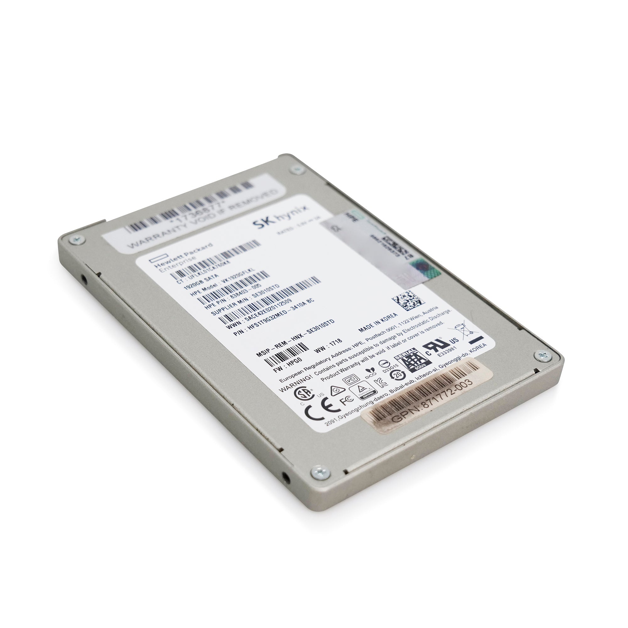 HP VK1920GFLKL 1.92TB SATA 6Gb/s 3D TLC 2.5in Refurbished SSD