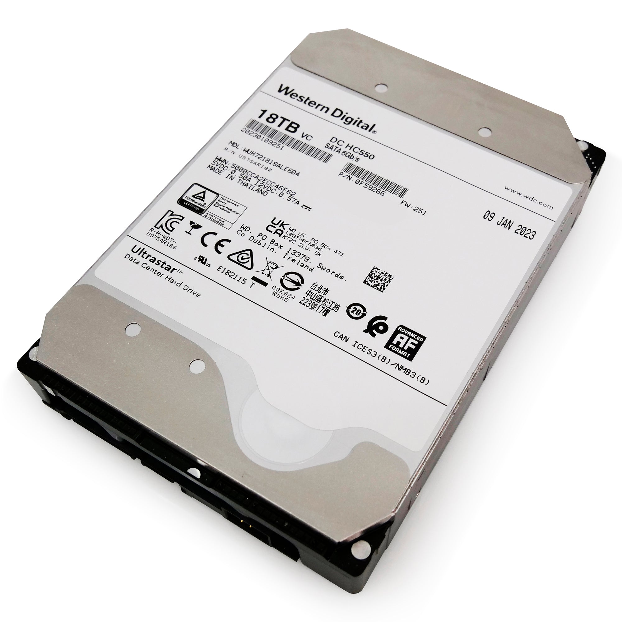 Western Digital Ultrastar DC HC550 WUH721818ALE604 0F59266 18TB 7.2K RPM SATA 6Gb/s 512e 3.5in Hard Drive