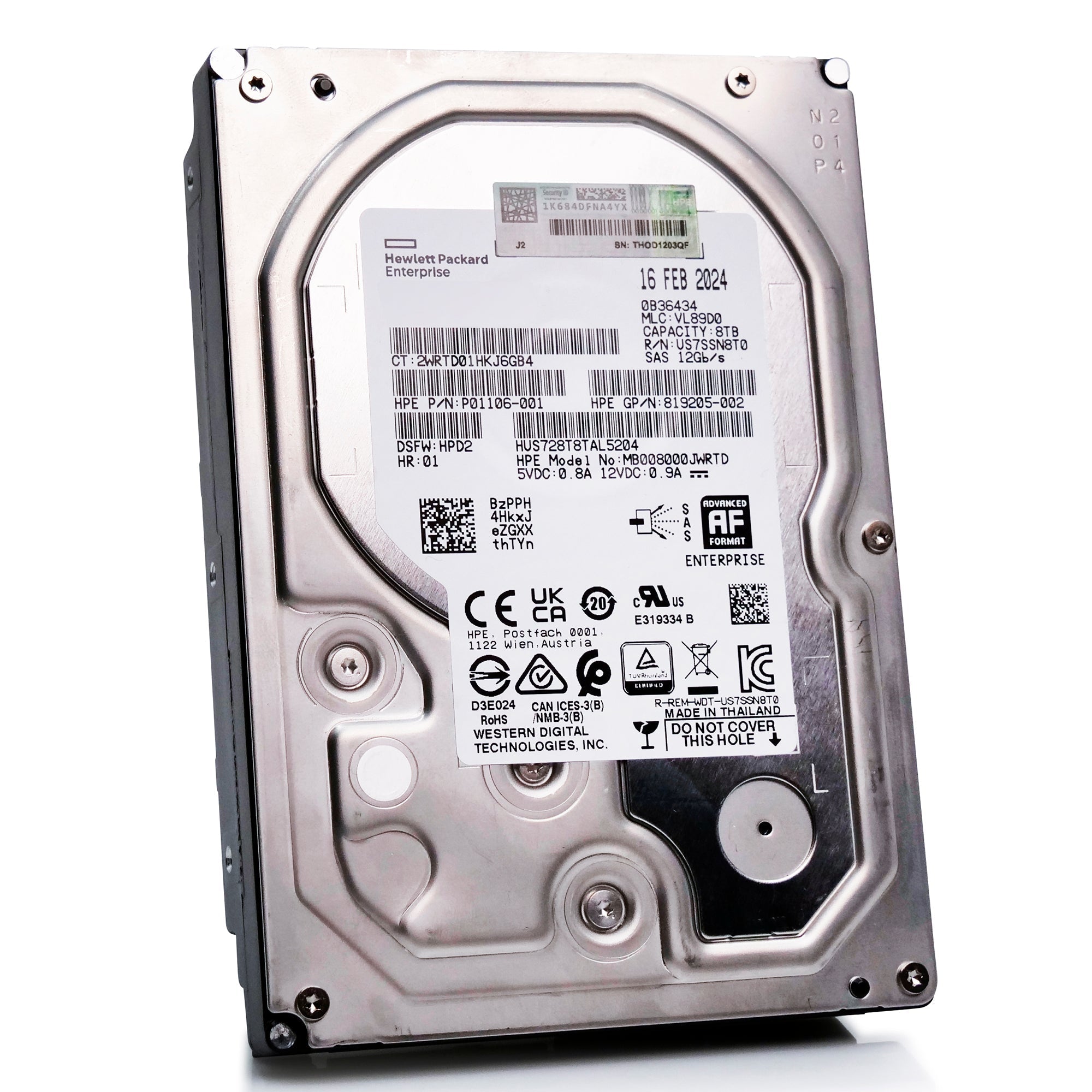 Western Digital/HP Ultrastar DC HC320 HUS728T8TAL5204 8TB 7.2K RPM SAS 12Gb/s 512e 3.5in Hard Drive