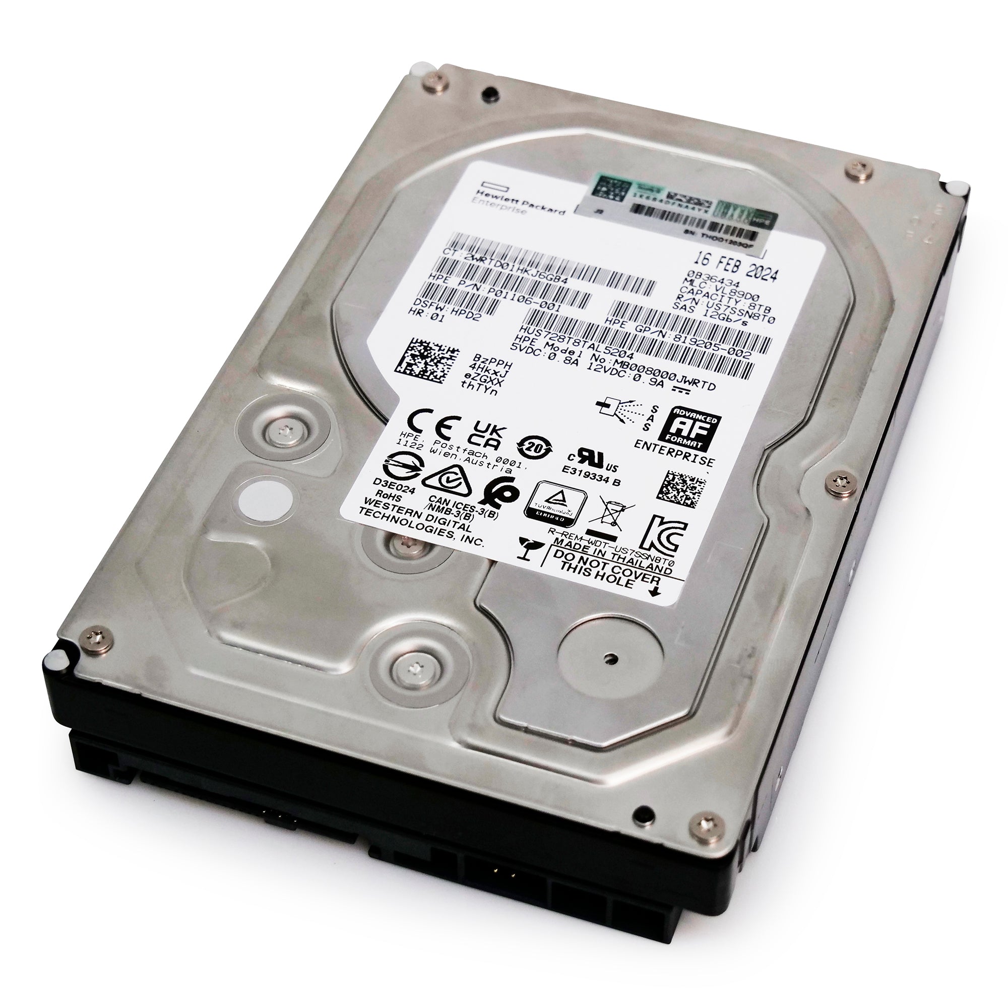 Western Digital/HP Ultrastar DC HC320 HUS728T8TAL5204 8TB 7.2K RPM SAS 12Gb/s 512e 3.5in Recertified Hard Drive