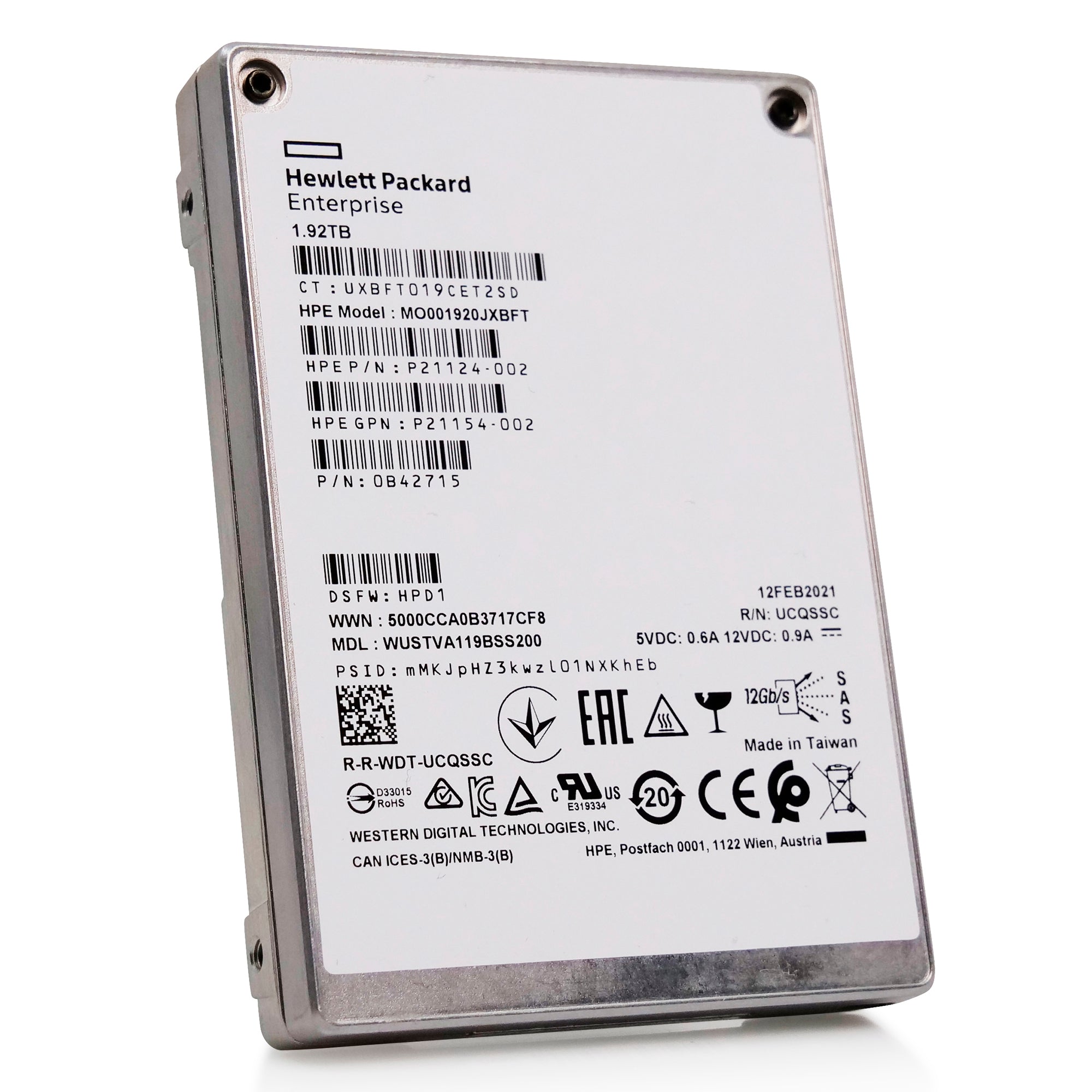 Western Digital/HP Ultrastar DC SS540 WUSTVA119BSS200 1.92TB 1DWPD SAS 12Gb/s 3D TLC 2.5in Solid State Drive