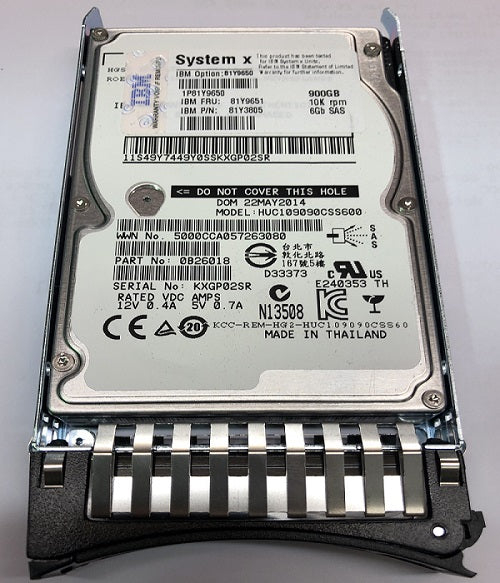 IBM IBM 81Y9651 900 GB Hard drive 2.5" Internal SAS 6Gb/s New F/s