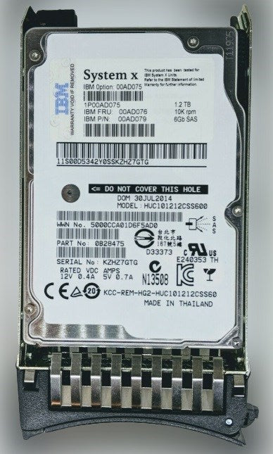 IBM 00AD075 Hard drive 1.2 TB SAS 6Gb/s Refurbished