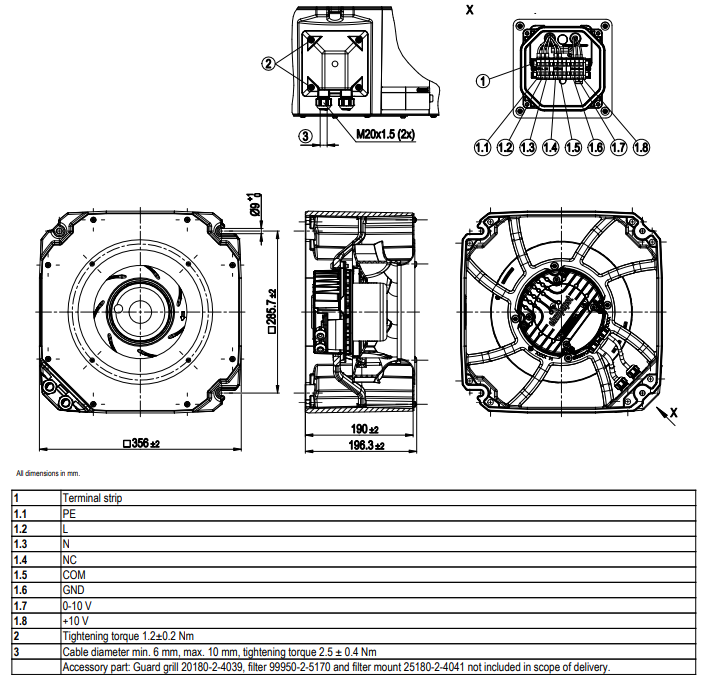 EBM-Papst K3G280-RR04-H9 Centrifugal Fan; 200-277VAC; 50/60Hz; 520W 2.3A - aloinfousa.com