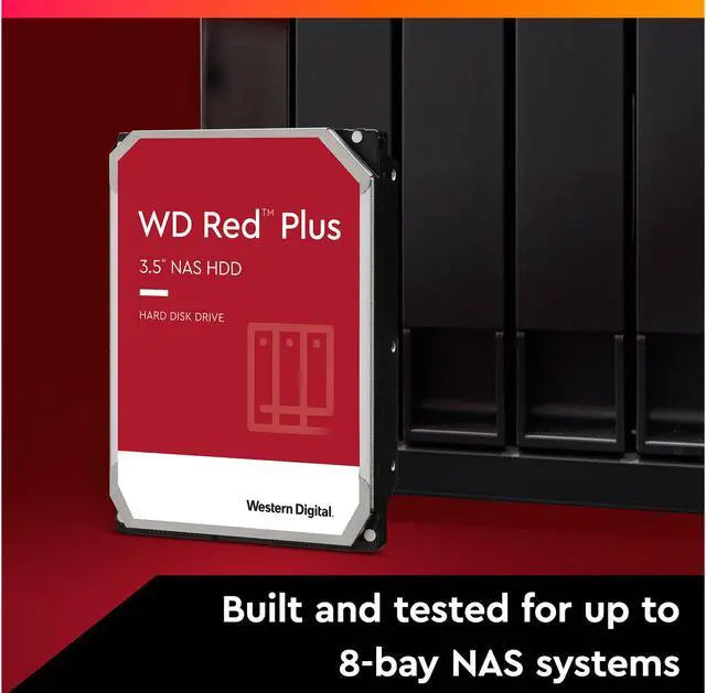 WD Red Plus 14TB NAS Hard Disk Drive - 7200 RPM Class SATA 6Gb/s, CMR, 512MB Cache, 3.5 Inch - WD140EFGX