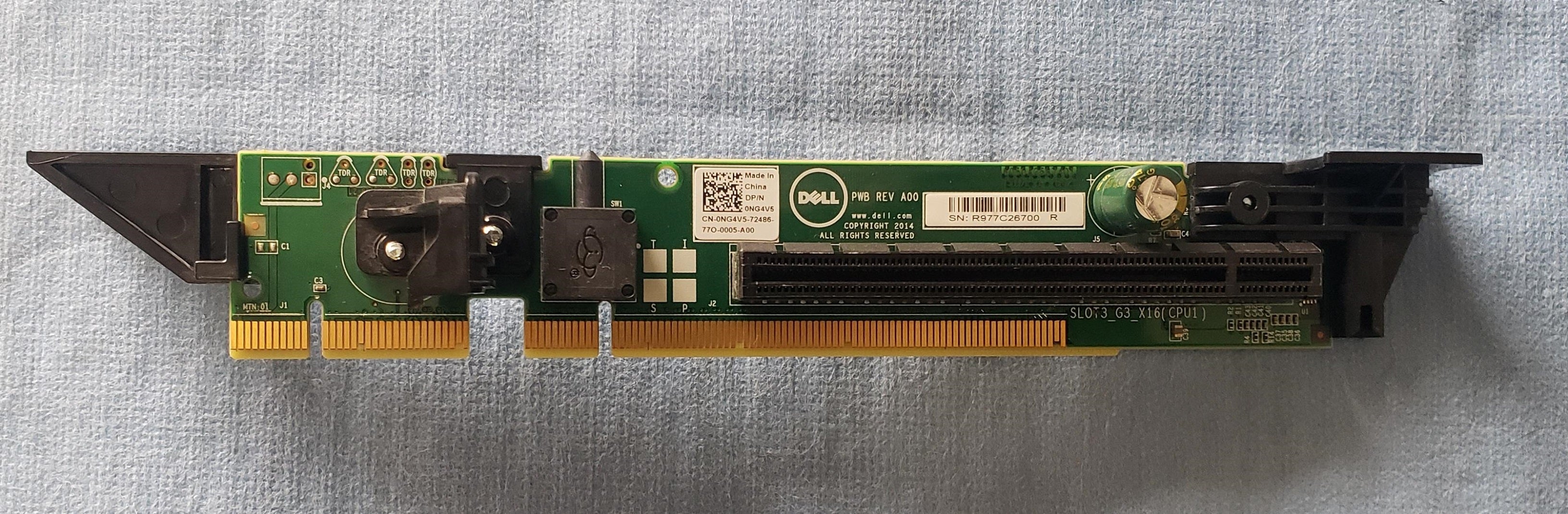 Dell NG4V5 Slot 3 PCIe x16 Riser Card Assembly for PowerEdge R630