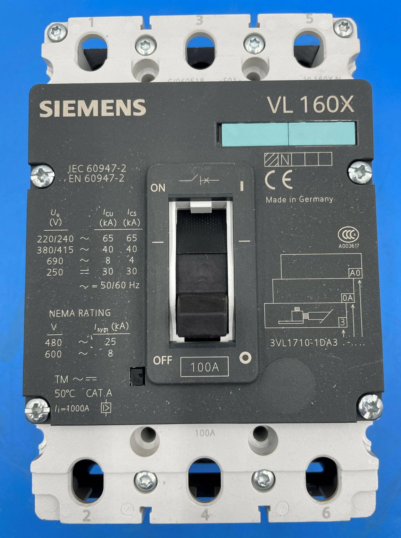 3 Pole Circuit Breaker (3LV1710-1DA33-0AA0 Siemens