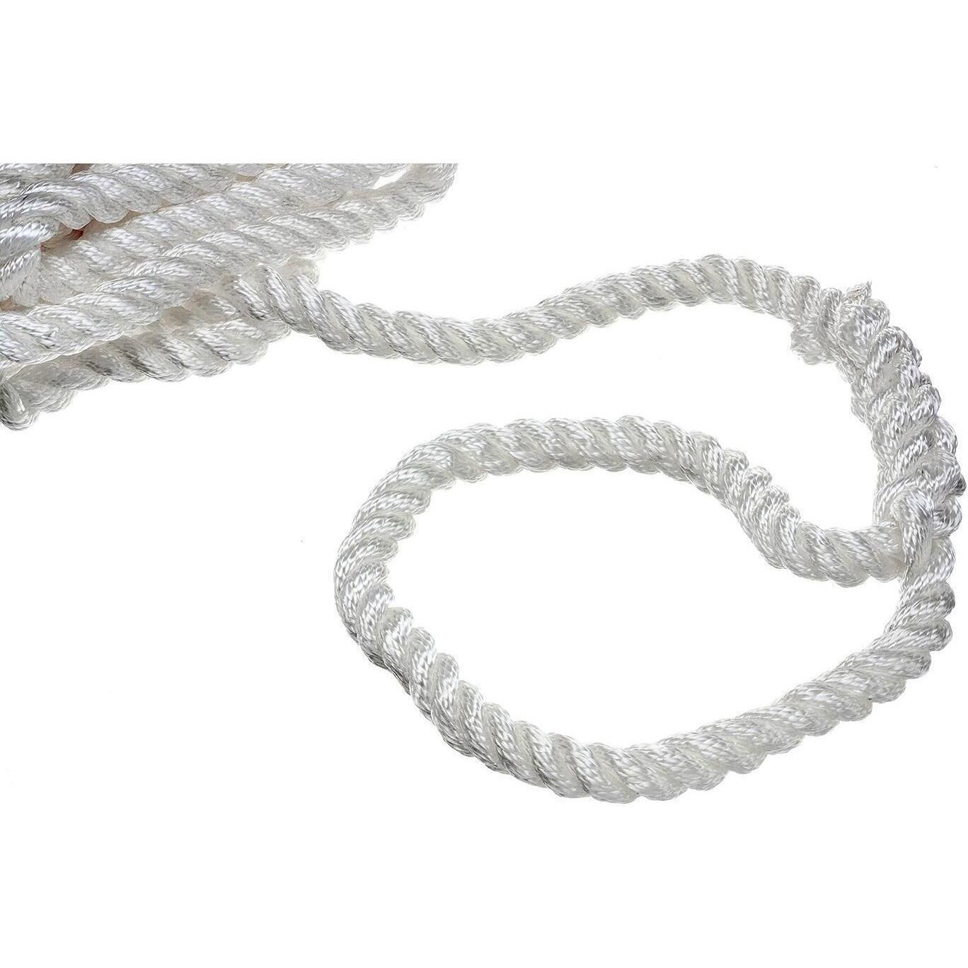 Seachoice 42631 3-Strand Twisted Nylon Dock Line, White, 3/4" x 25'
