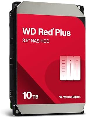 Western Digital 10TB WD Red Plus NAS Internal Hard Drive HDD - 7200 RPM, SATA 6 GB/s, CMR, 512 MB Cache, 3.5" - WD100EFGX|B0F4R3YCL6