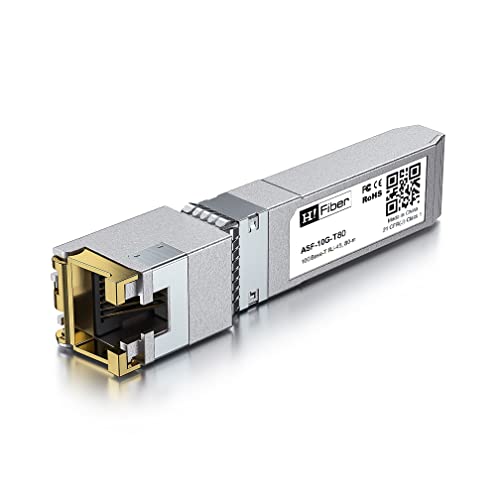 H!Fiber 10Gb SFP+ RJ45 Transceiver, 10Gbase-T SFP+ Ethernet Module Support 10G/5G/2.5G/1.25G, Compatible with Cisco SFP-10G-T-S, Ubiquiti UF-RJ45-10G, UniFi, Meraki,MikroTik,Supermicro and More, 30m|B06XQBFHNL