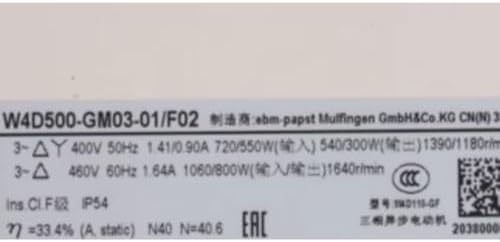 W4D500-GM03-01/F02 400/460V 1.41/0.90A 720/550W 1390/1180RPM Cooling Fan 500mm