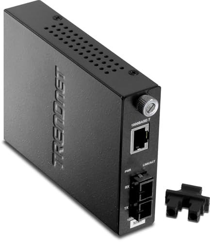 TRENDnet Intelligent 1000Base-T to 1000Base-SX Multi-Mode SC Fiber Media Converter, Up to 550M (1800 ft, Fiber to Ethernet Converter, 2Gbps Switching Capacity, Lifetime Protection, Black, TFC-1000MSC