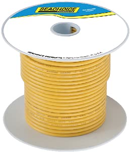 Seachoice 50-63107 Tinned Copper Marine Wire, 14 AWG, Yellow, 100'