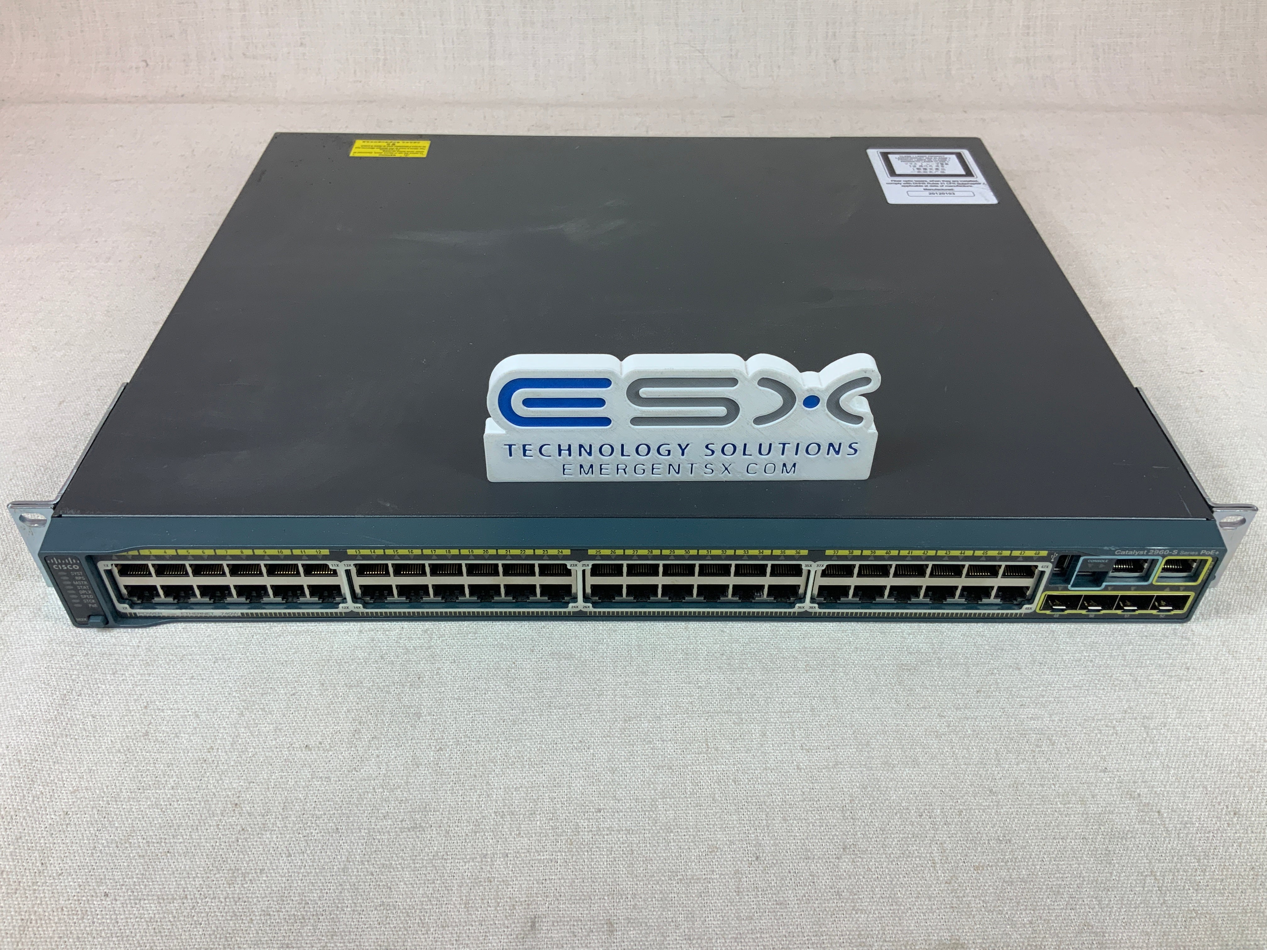 Cisco WS-C2960S-48FPS-L Catalyst 2960S 48 Port PoE+, 4x SFP Switch w/ Rack Ears