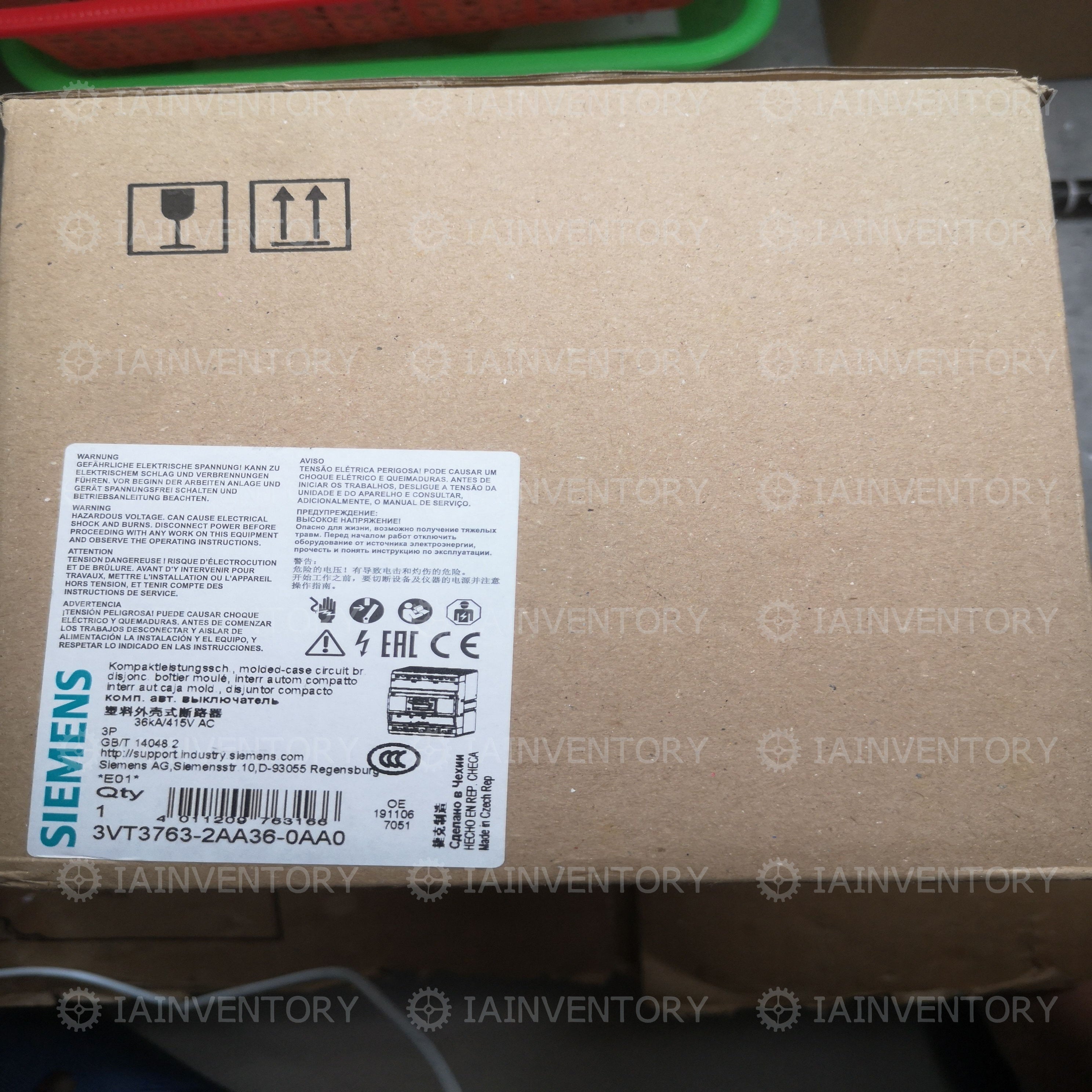 Siemens 3VT3763-2AA36-0AA0 Circuit Breaker 3VT3 763-2AA36-0AA0