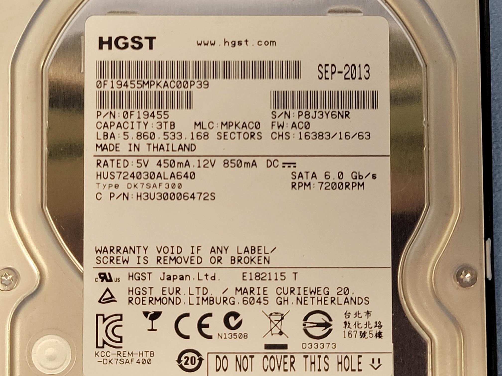 Isilon 3TB 7.2K 6Gb/s SATA 3.5" HDD - 0F15328