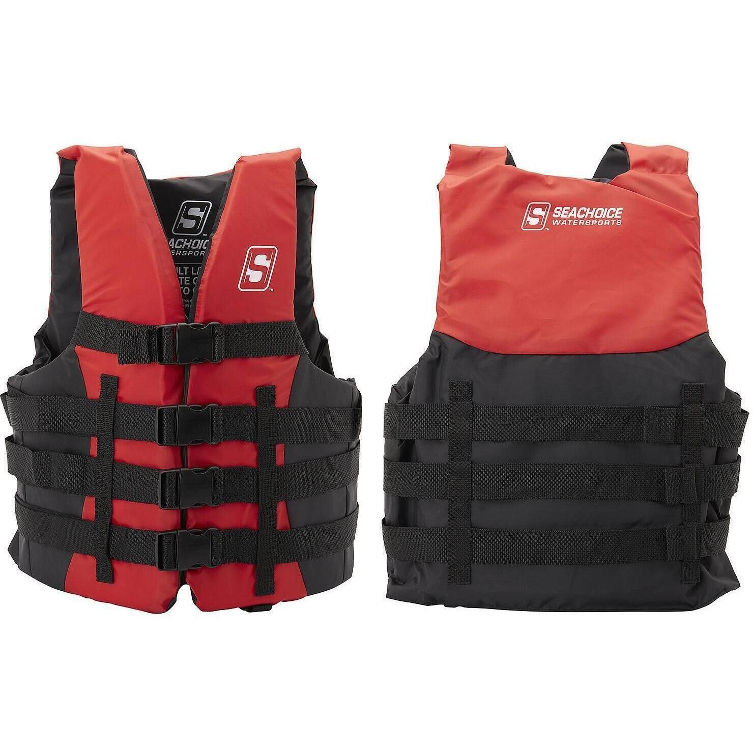 Seachoice 85393 Ski Vest 4 Belt Red, L/XL