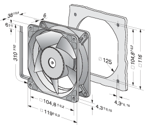 4114NH5 Ebm-Papst FAN AXIAL 119X38MM 24VDC WIRE