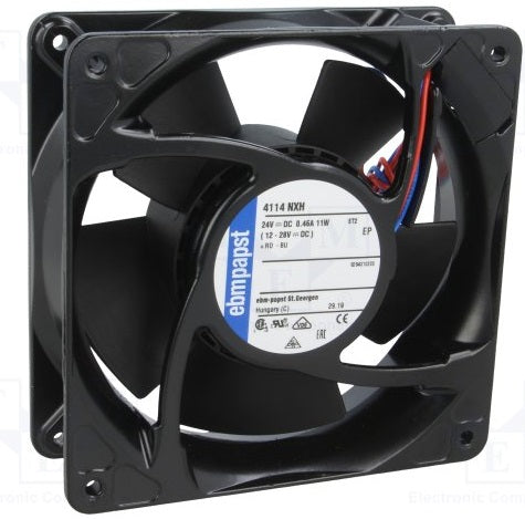 ebm-papst 4114NXH DC Fans DC Tubeaxial Fan, 24VDC, 139.5CFM, Ball Bearing