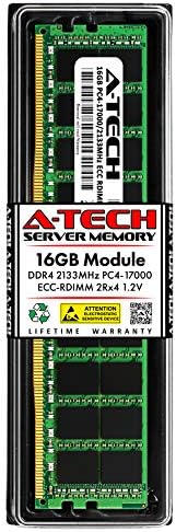 A-Tech 16GB RAM Replacement for Dell SNP1R8CR/16G, SNP1R8CRC/16G, A7910488, A7945660, A7946645, 1R8CR, 01R8CR | DDR4 2133MHz PC4-17000 2Rx4 ECC Registered RDIMM Single Server Memory Module