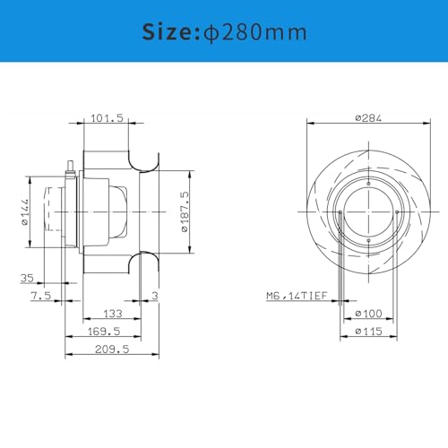 RH28M-2DK.3F.1R Ziehl-abegg Fan 400/460V 0.53/0.86KW 0.95/1.25A Centrifugal Fan for Inverter|B09P32RJ67