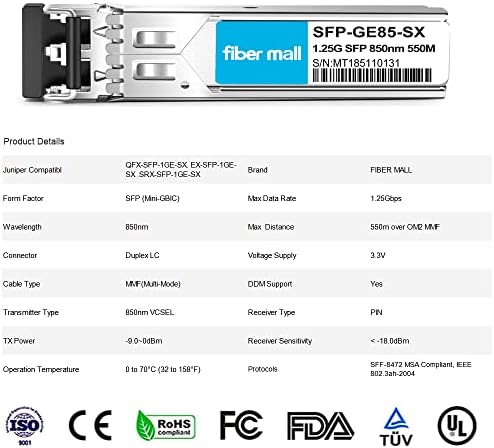 1G SFP SX for HPE ProCurve J4858C J4858B J4858A HPE Aruba J4858D 1000BASE-SX SFP LC Mini-GBIC 850nm 550m Multimode Transceiver Module|B0899JZ2SF