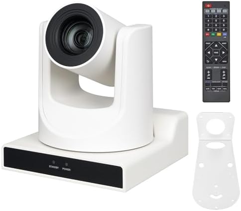 SMTAV PTZ Camera,30X AI Tracking with Zoom Camera with HDMI/SDI/USB3.0/IP Streaming Outputs for Meeting, Church, Events, Teaching(30X Optics Zoom, White