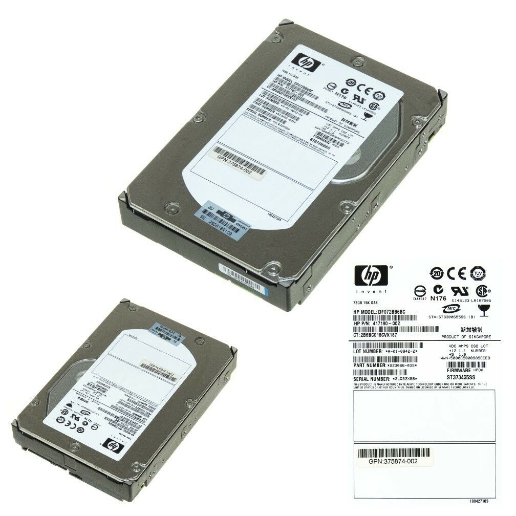 HP 72GB 15K rpm Hot Plug SAS 3.5 Dual Port (DF072BB6BC - ST373455SS) Hard Drive - 417190-002 (***Used but in Excellent Functional Conditon. Some Cosmetic flaws***)