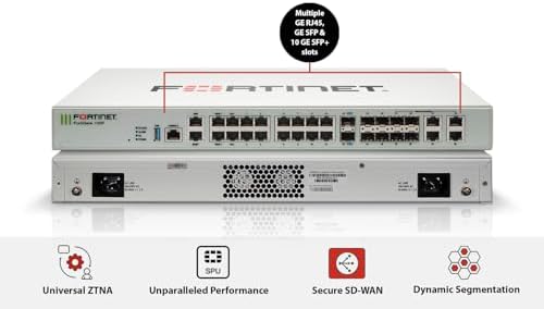 FortiGate-100F Firewall Appliance - 22 Gigabit Ethernet RJ45 Ports, 4 SFP & 2 10G SFP+ Ports, Dual Power Supplies (Appliance Only, No Subscription) (FG-100F)|B07VYK8T56