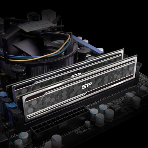 Silicon Power Value Gaming DDR4 RAM 32GB (2x16GB 3200MHz (PC4 25600 288-pin CL16 1.35V UDIMM Desktop Memory Module with Heatsink Grey SU032GXLZU320BDAJ7