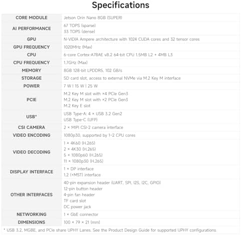 Waveshare Jetson Orin Nano Super AI Development Kit for Embedded and Edge Systems, with 8GB Memory Jetson Orin Nano Module|B0DTH87MQ1