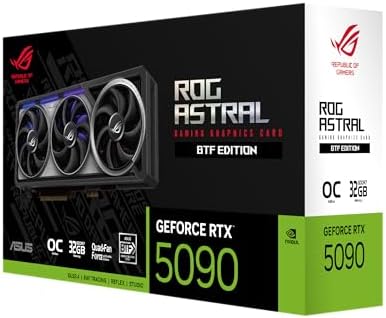 ASUS ROG Astral GeForce RTX 5090 White OC Edition Gaming Graphics Card (PCIe 5.0, 32GB GDDR7, HDMI/DP 2.1, 3.8-slot, 4fan design, Axial-tech fans, patented vapor chamber, Phase-change GPU thermal pad