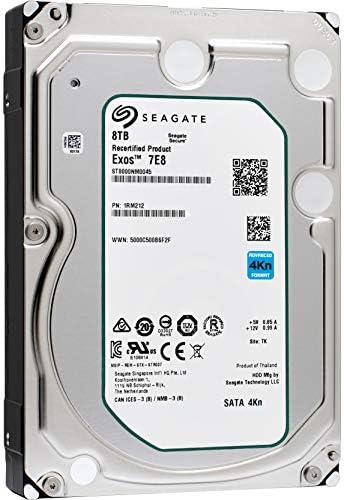 Seagate Exos 7E8 Enterprise Capacity 3.5 HDD 8TB 7200 RPM SATA 6Gb/s 4Kn 256MB Cache 3.5-Inch Enterprise Hard Disk Drive ST8000NM0045 (Renewed