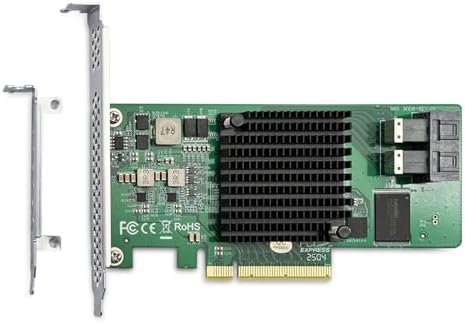 H!Fiber LSI SAS 9211-8i RAID Controller Card, 6Gb/s Internal SAS/SATA HBA Card, LSI 2008 Chip, PCI Express 2.0 X8, 2X SFF-8087 Ports